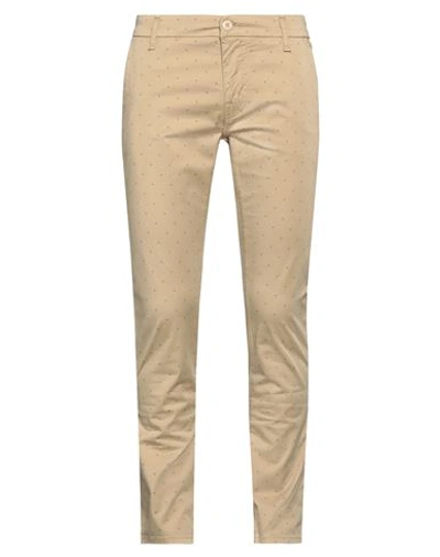 Guess Man Pants Camel Size 32w-32l Cotton, Elastane In Beige