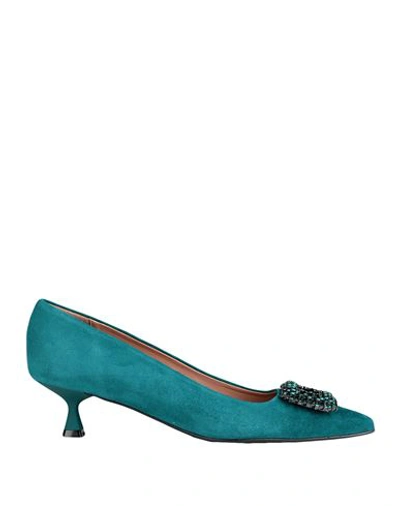 Bianca Di Woman Pumps Deep Jade Size 11 Soft Leather In Green