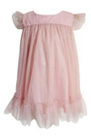 Popatu Flutter Sleeve Shimmer Dress In Peach