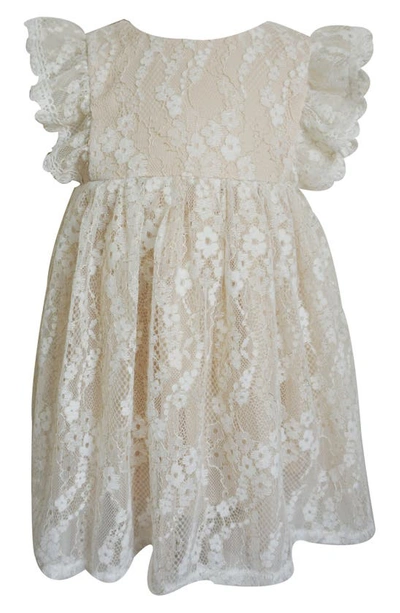 Popatu Babies' Ruffle Floral Lace Dress In Ivory