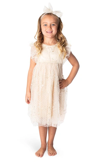 Popatu Floral Embroidered Ruffle Babydoll Dress In Ivory