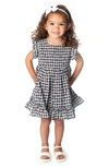 Popatu Check Ruffle Dress In Black Multi