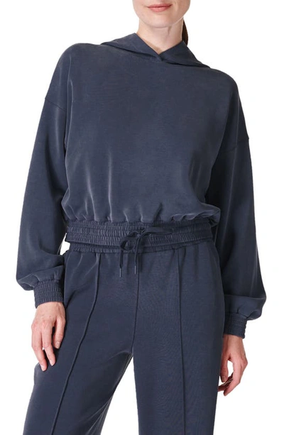 Sweaty Betty Summer Sand Wash Crop Hoody In Blue