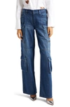 Alice And Olivia Cay Baggy Denim Cargo Pants In Love Train