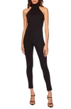 Susana Monaco Mock Neck Crop Jumpsuit In Black