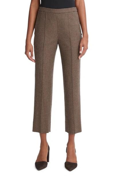 Vince Houndstooth Pull-on Crop Pants In Black Camel