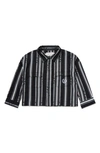 Honor The Gift Kids' Stripe Button-up Uniform Shirt In Black