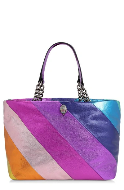Kurt Geiger Kensington Metallic Leather Large Shopper Bag In Purple Multi