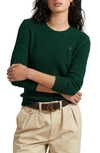 Polo Ralph Lauren Wool And Cashmere Cable Knit Crew Neck Sweater In College Green