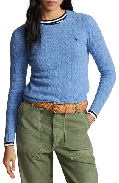 Polo Ralph Lauren Julianna Wool & Cashmere Cable Stitch Sweater In Light Blue