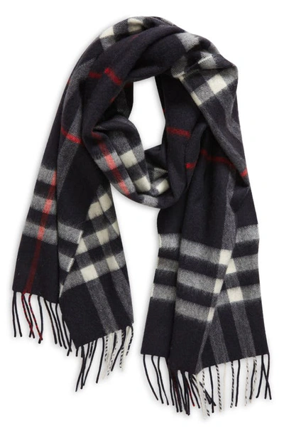 Burberry Giant Check Cashmere Scarf In Navy