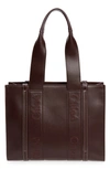 Chloé Medium Woody Leather Tote In Deep_violine