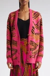 Farm Rio Croco Jacquard Cardigan In Pink