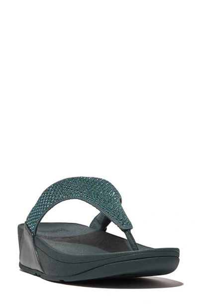 Fitflop Lulu Embellished Flip Flop In Steel Blue