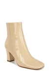 Vince Charli Patent Zip Ankle Boots In Beige