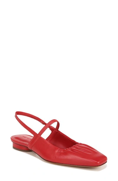 Vince Venice Leather Slingback Ballerina Flats In Crimson