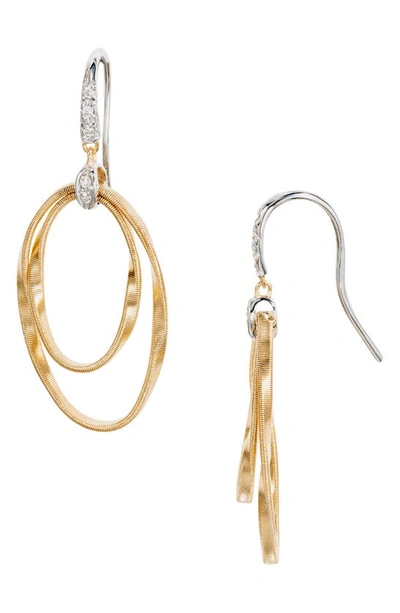 Marco Bicego Marrakech Onde 18k Yellow Gold & Diamond Coil Drop Earrings