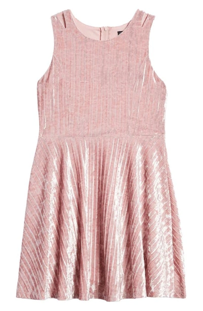 Ava & Yelly Kids' Velvet Rib Party Dress In Blush