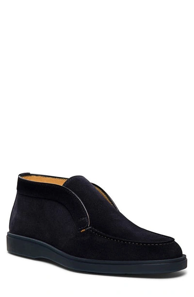 Santoni Suede Detroit High-top Loafers In Navy