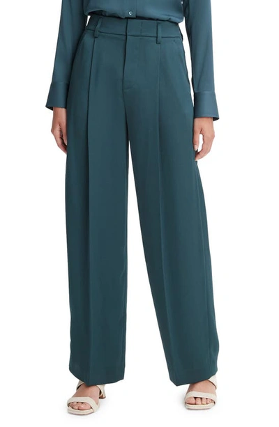 Vince Satin Wide Leg Pants In Deep Hunter