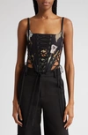 MONSE MIXED PRINT MESH BUSTIER