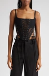 Monse Lace-up Sheer Bustier Top In Black