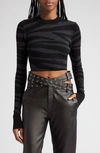 Monse Zebra-knit Cropped Jumper In Charcoal/ Black