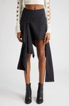 MONSE PINSTRIPE DECONSTRUCTED TROUSER STRETCH WOOL SKIRT