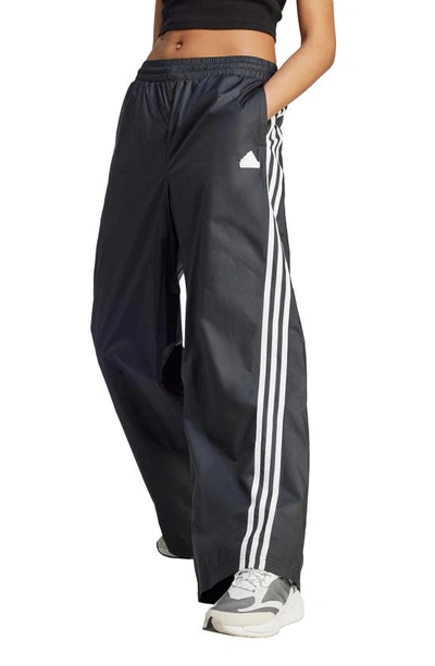 Adidas Originals 3-stripes Wide Leg Track Trousers In Black