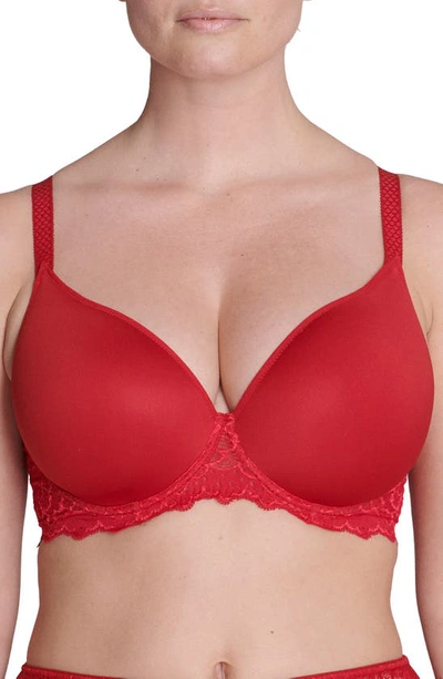 Simone Perele Women's Caresse 3d Plunge T-shirt Bra In Tango Red