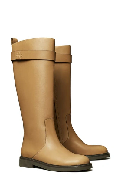 Tory Burch Double-t Utility Knee High Boot In Almond Flour