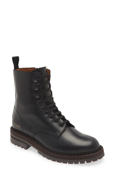 Common Projects Zip Detail Combat Boots In Black