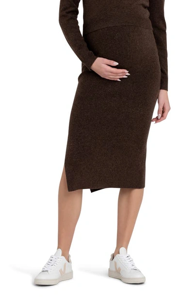 Ripe Maternity Dani Rib Stitch Maternity Skirt In Chocolate