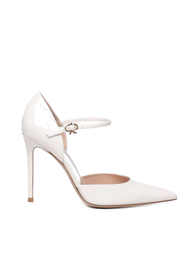 Gianvito Rossi Patent Leather Heels With Strap In White