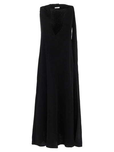 Ferragamo Long Color Block Dress In Black