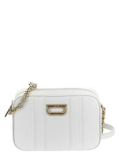 Ferragamo Cc Embosse Quilted Leather Crossbody In White