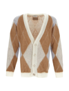 Family First Argyle Mohair-blend Cardigan In Neutral