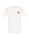 Family First Heart Logo Cotton T-shirt In Bianco