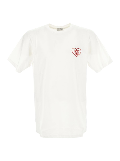 Family First Heart Logo Cotton T-shirt In White