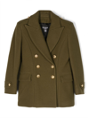 BALMAIN GREEN DOUBLE-BREASTED COAT WITH EMBOSSED GOLD BUTTONS