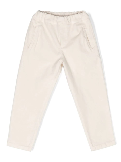 Dondup Kids' Cotton-blend Elasticated-waist Trousers In White