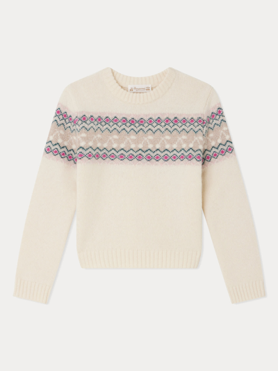 Bonpoint Kids' Patterned-intarsia Merino-wool Jumper In White