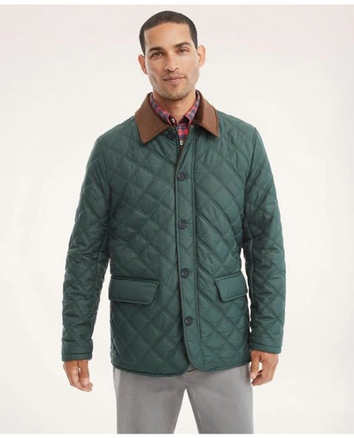 Brooks Brothers Paddock Diamond Quilted Coat In Green