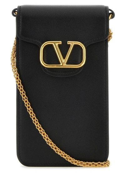Valentino Garavani Woman Black Leather Locã² Phone Case