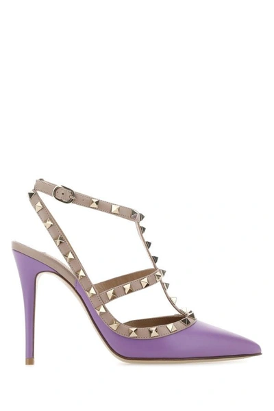 Valentino Garavani Rockstud Pointed Toe Pumps In Purple