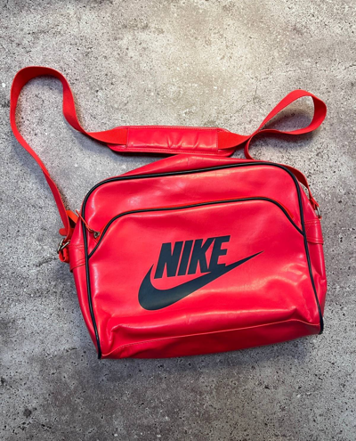Pre-owned Nike X Vintage Nike Vintage Leather Bag In Red