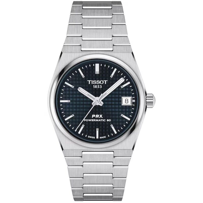 Pre-owned Tissot Prx Powermatic 80 Blue Dial 35mm Steel Unisex Watch T1372071104100