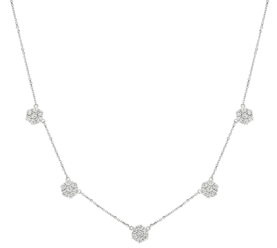 Pre-owned Morris & David 1.04 Carat Natural Diamond Cluster Flower Necklace Si 14k White Gold