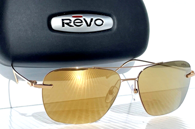 Pre-owned Revo Air 3 Shiny Gold Polarized Champagne Lens Sunglass 1209 04 Ch