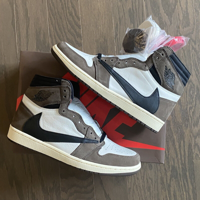 Pre-owned Jordan Air  1 Retro High Travis Scott Nike Cd4487-100 Mocha 100% Authentic In Multicolor